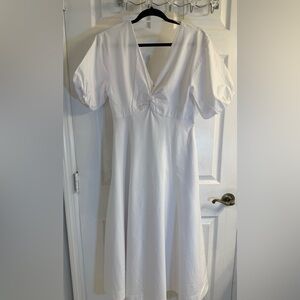 STAUD Elegant White Puff Sleeve Dress